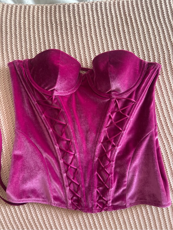 Savage X Fenty Tops - Savage X Fenty Fuchsia Lace-Up Bustier